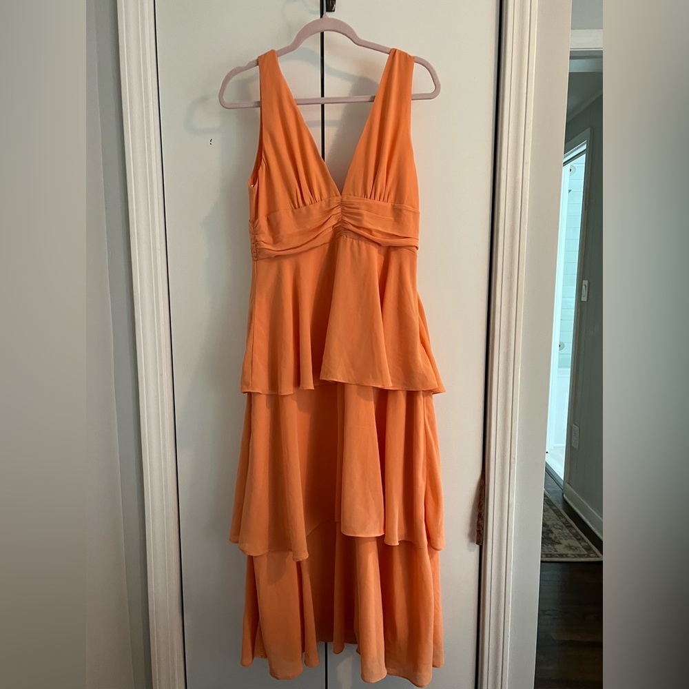 Lulu's orange ruffle maxi dress